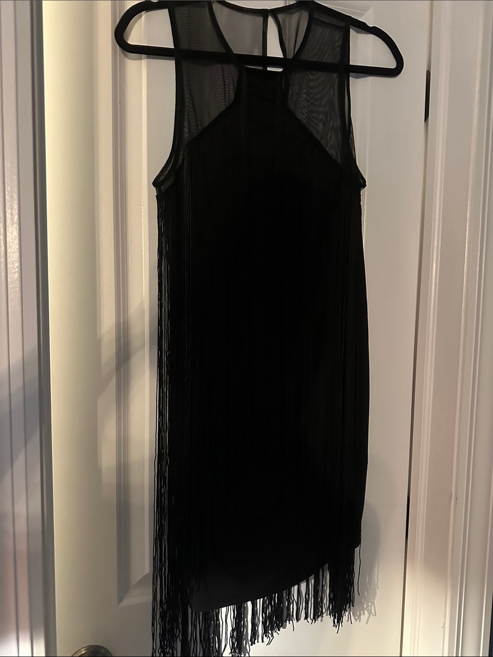 ASOS Black Sleeveless mesh fringe flapper dress